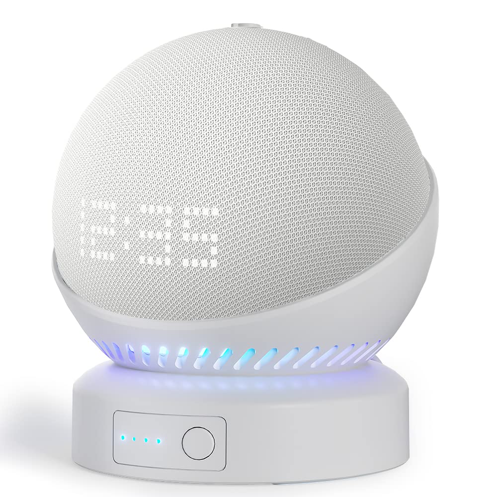 Liboer Battery Base for Echo Dot 5th Generation Make Echo Dot 5 Portable Echo Dot 5th and Home Mini Stand Accessories Not Including The Speaker (White)
