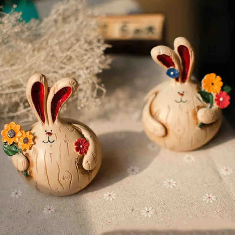 Easter Bunny Resin Rabbit Figurine for Home Decor