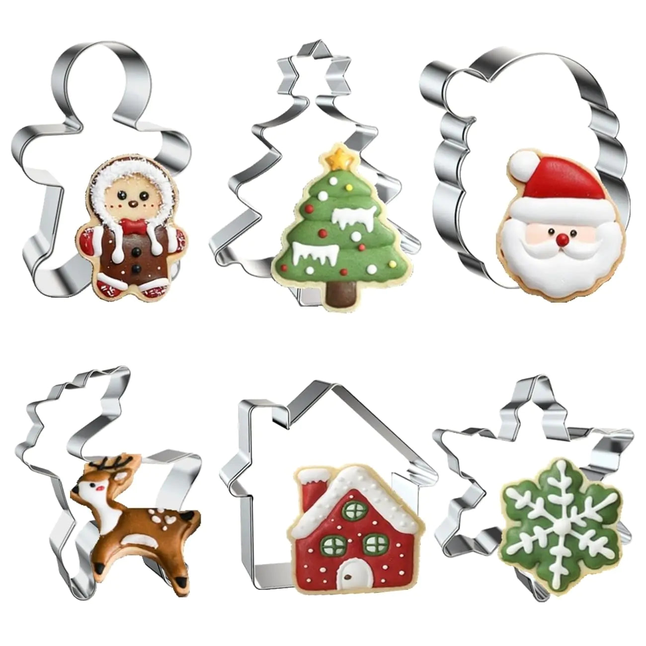 6-Pack Christmas Cookie Cutters – Gingerbread, Tree, Santa & More