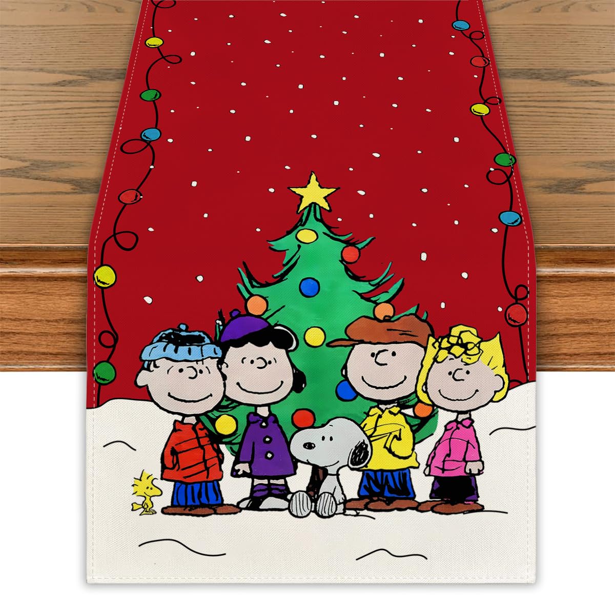 Christmas Table Runner Christmas Table Cover White Dog New Year Winter Xmas Decor Red Christmas Decorations for Home Party