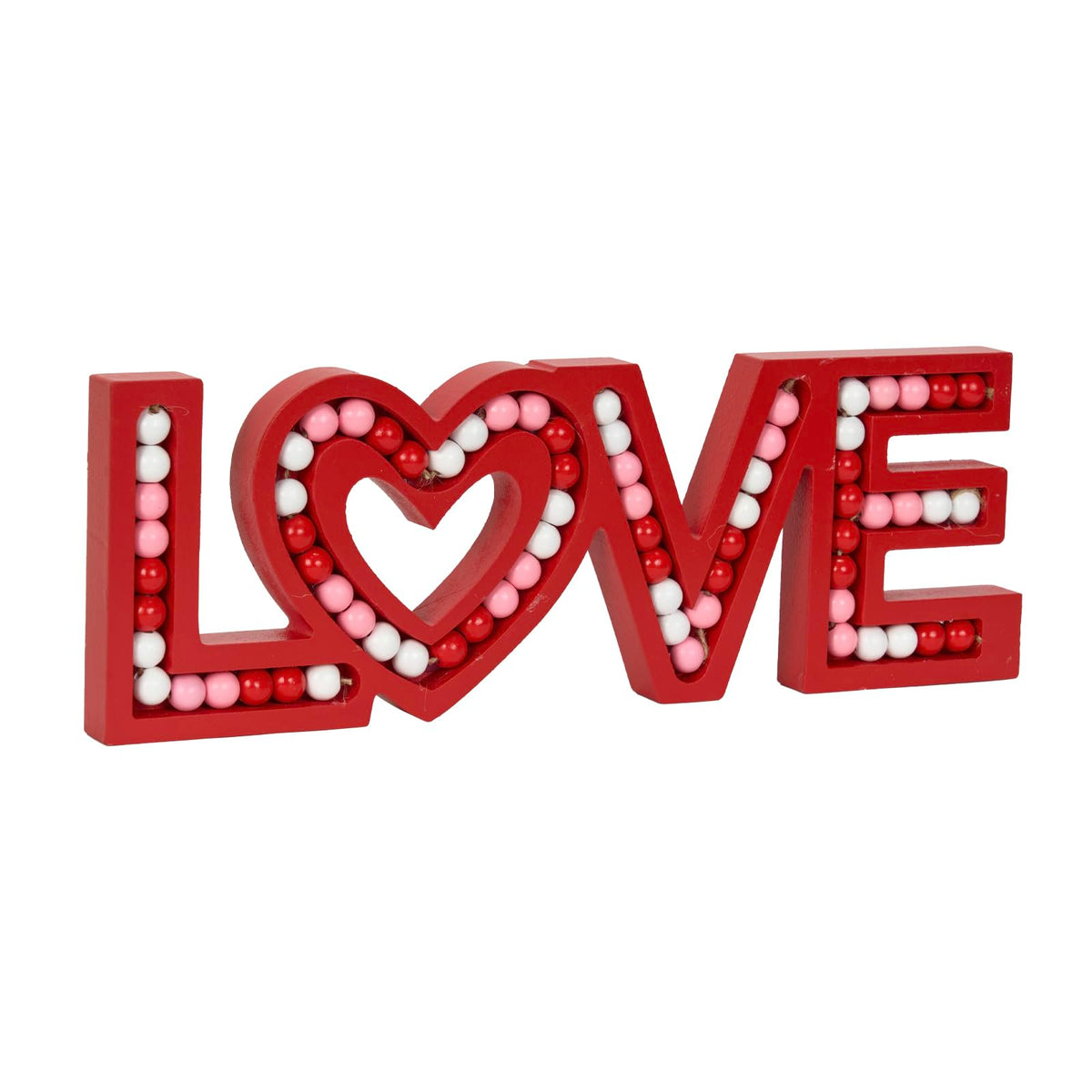 OMISHE LOVE Sign for Tabletop or Wall Hanging Freestanding Rustic Beaded Letters Love Decor for Farmhouse Home Table Decor Gift for Wedding Housewarming Valentines Day Thanksgiving Red